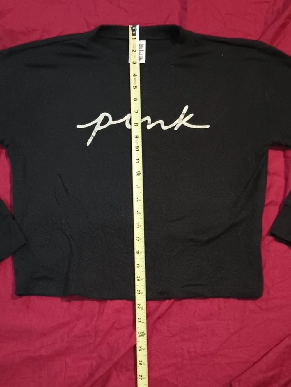 Victoria's Secret PINK Black Shirt Woman's XS Lightweight Long sleeve T-shirt 👕 - Picture 4 of 7